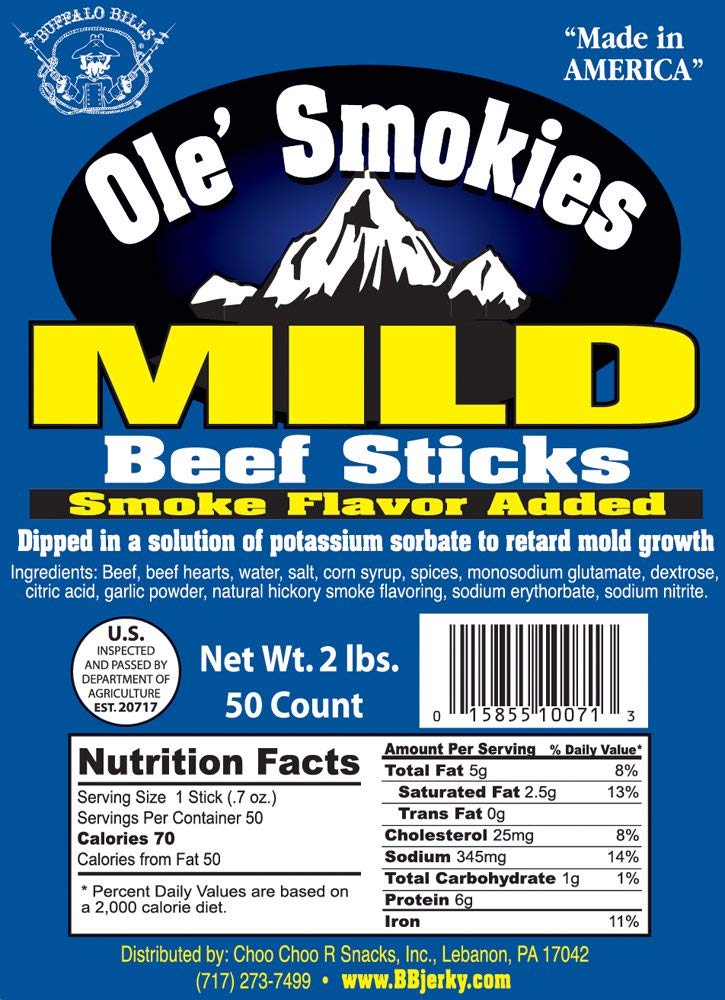 Buffalo Bills 2-Lb Mild 5'' Ole' Smokies Saddlebag (50 Twist-End Beef Sticks Per Saddlebag)