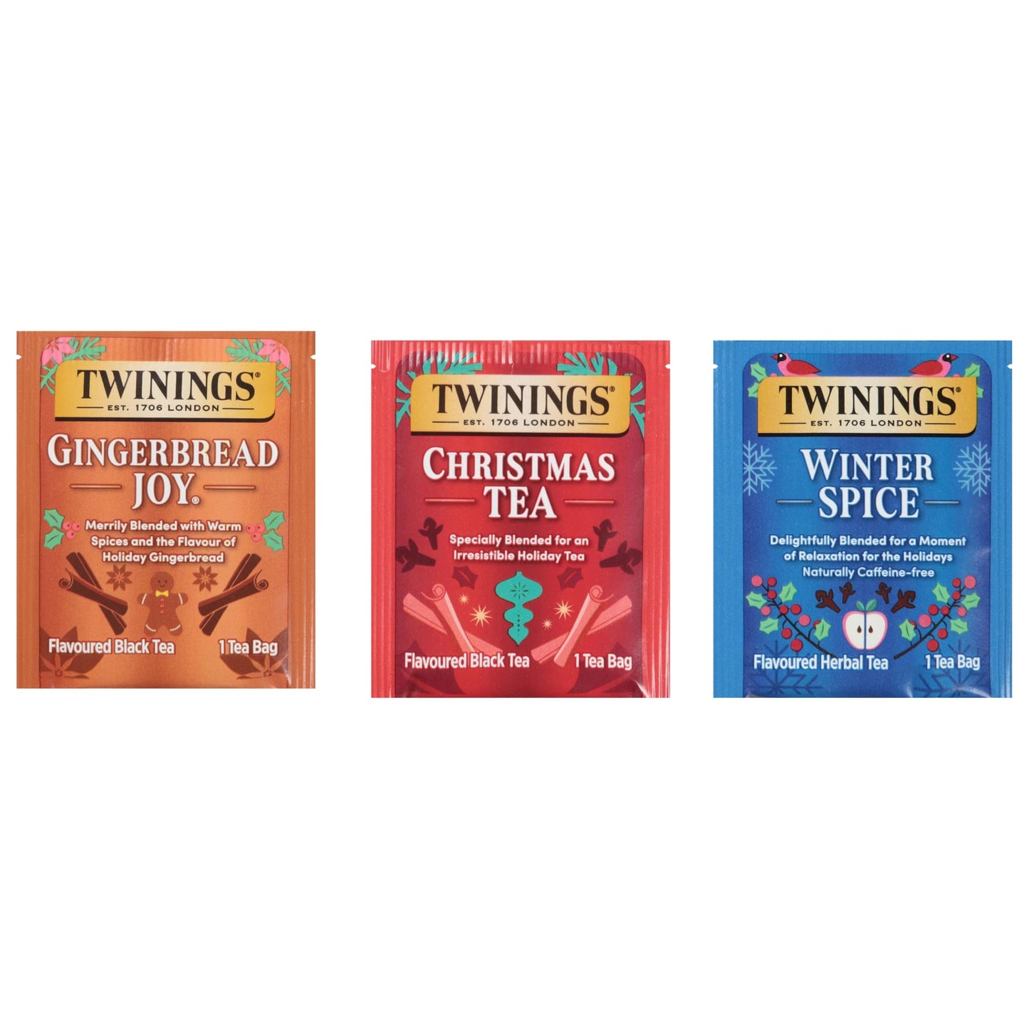 Twinings Winter Tea Collection, Limited Edition Holiday Gift Box, 20 Count (Pack Of 3), Includes Christmas Tea, Winter Spice, An