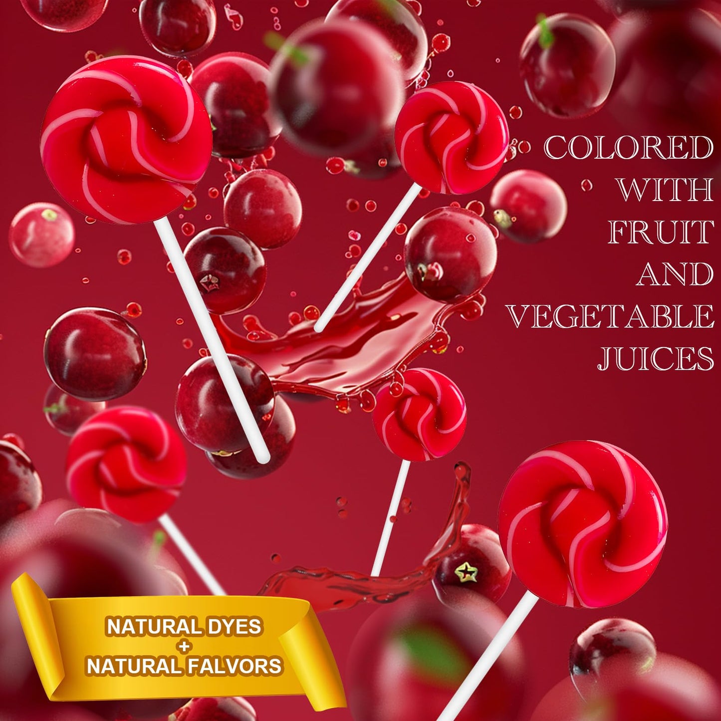 ZOFIA SWEET 32 Pack Red & White Twist Swirl Lollipops, Natural Cranberry Flavor, Gluten Free, Individually Wrapped