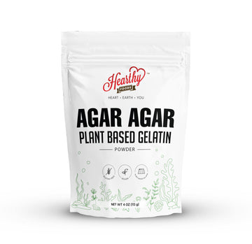 Hearthy Foods Agar Agar Powder (4Oz) Vegan Gelatin Substitute, Certified Halal, Kosher, Gluten-Free, Non-Gmo, 100%, Sugar-Free,