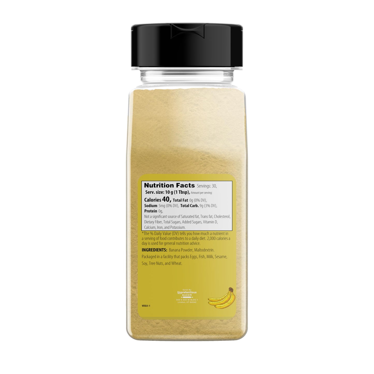 Unpretentious Banana Powder - 2 Cups, Great for Smoothies, Pancakes & Desserts, Reusable Container, Banana Color, Pack of 1