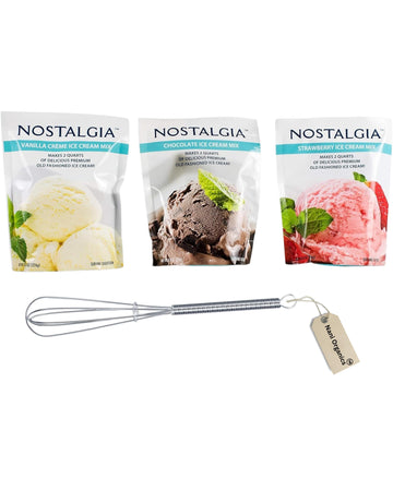Ice Cream Mix. Vanilla  Chocolate And Strawberry. Each Pocket Of 8 Oz Makes 2 Quarts Of Delicious Top-Grade Old Fashioned Ice Cream!