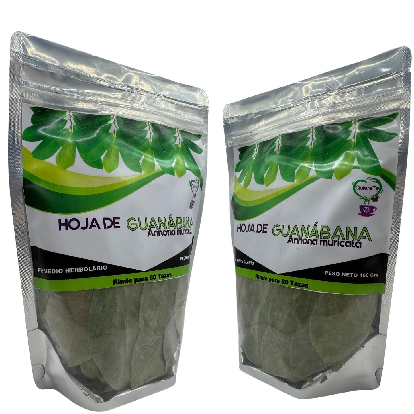 Soursop Tea, Quiere Te, 3.5 Oz (100 Grams), 2 Pack, Up To 132 Cups, Loose Leaf Tea, Resealable Bag, Guanabana Tea, Soursop Leave