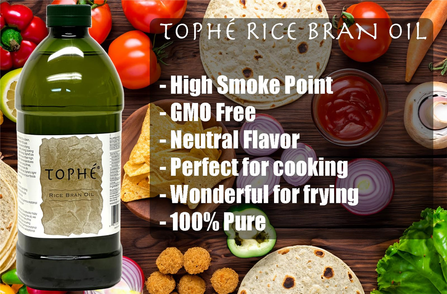 Rice Bran Oil | All Natural, Made From 100% Non-Gmo Rice | Rich In Vitamin E And Gamma-Oryzanol | Unfiltered, Non Winterized, No Trans Fat | 3-Pack 1/2 Gallon By Tophé