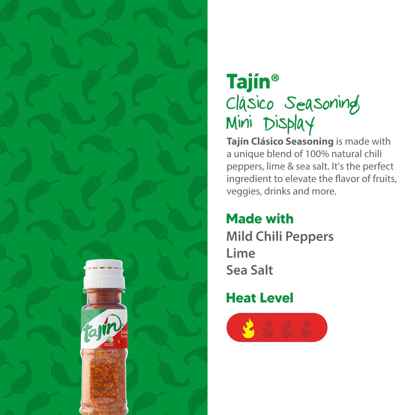 Taj  n Cl  sico Chile Lime Seasoning Mini Display 0.35 oz, 40 Mini Bottles (Pack of 2)