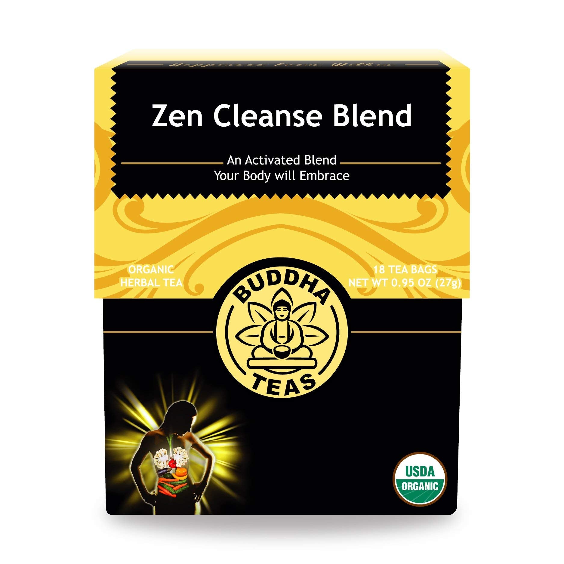 Buddha Teas Organic Zen Cleanse Blend Tea - 18 Bleach-Free Tea Bags - OU Kosher, USDA Organic, Model BTE09