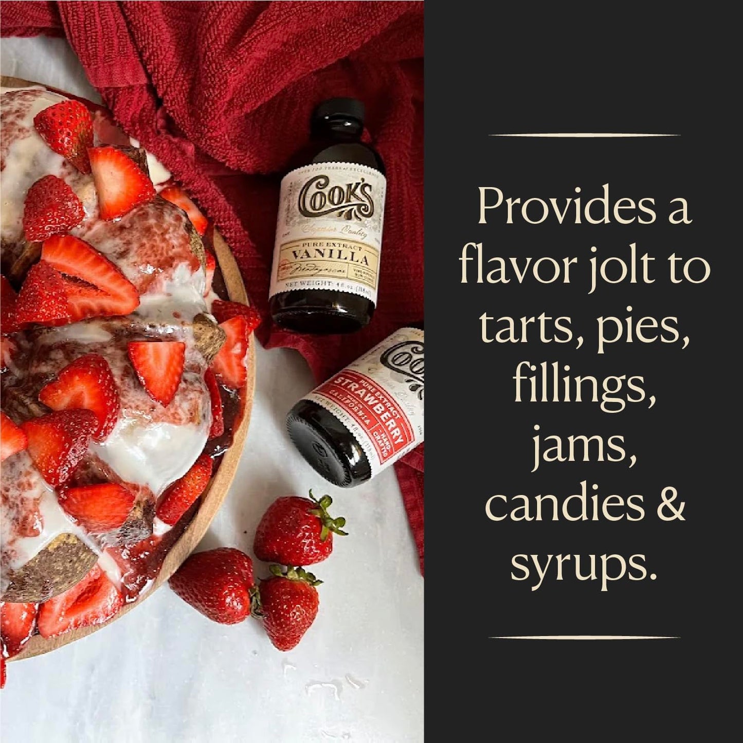 Cooks, Strawberry Extract for Baking, Preserves, Syrup, Cookies, Cakes, 32 oz