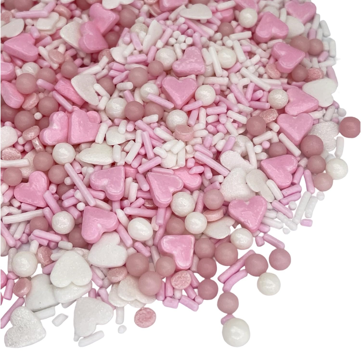 Manvscakes Edible Metallic Sprinkles Mix With Assorted Shapes And Sizes For Parties, Cookies, Ice Cream, Cake And Cupcake Decorating, 4 Oz(Rose Gold And Pink)