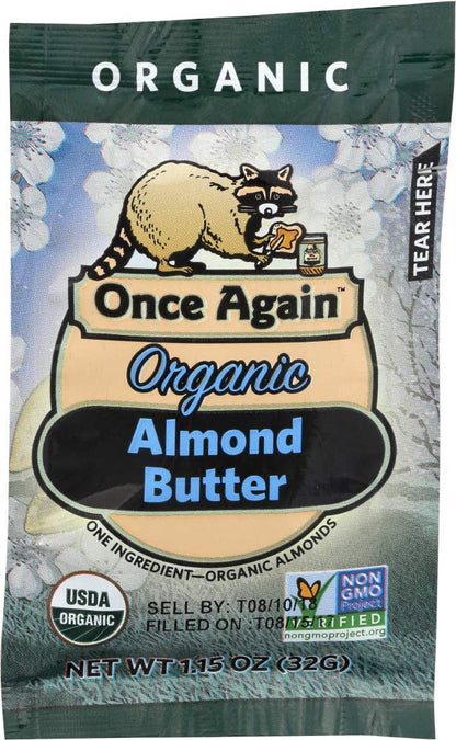Once Again Organic Creamy Almond Butter, Non GMO, 1.15 Ounces (Pack Of 10)