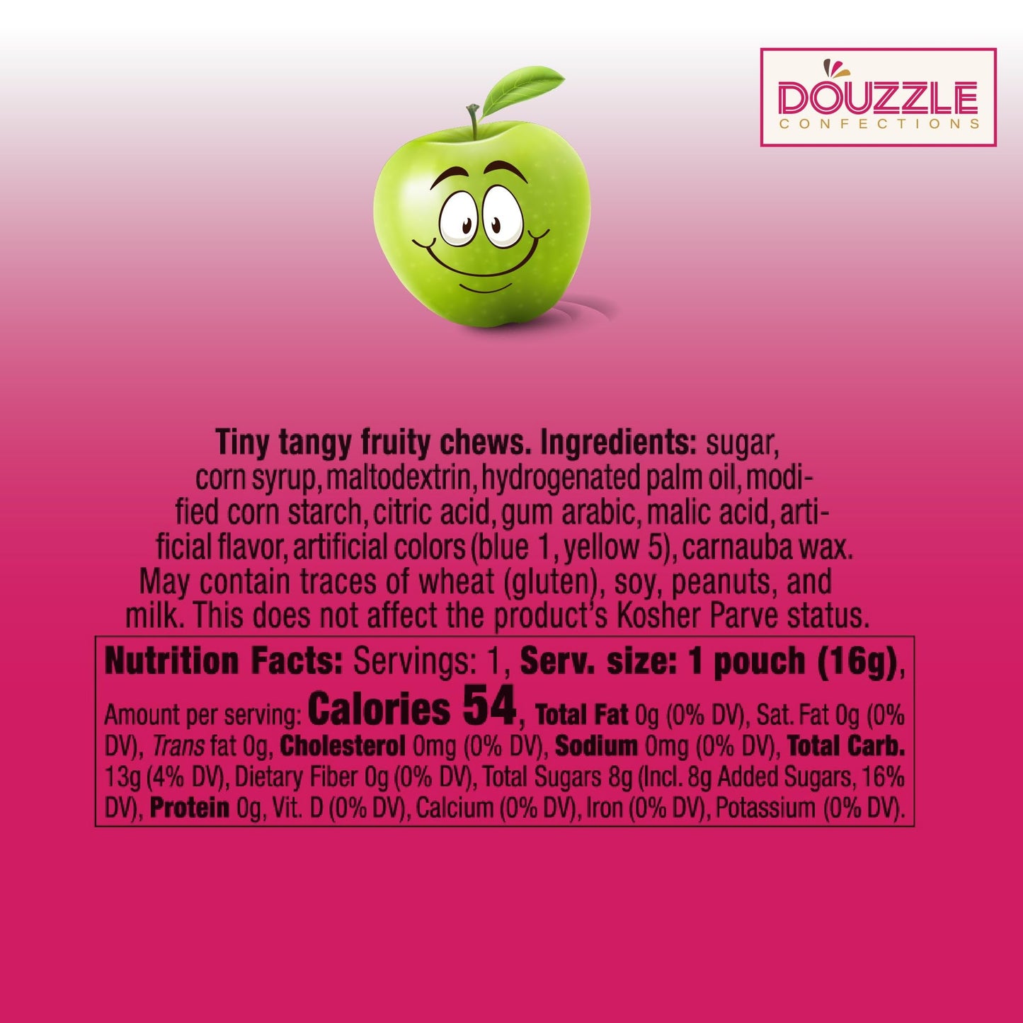 DOUzzle Back To School Oodles Apple Tiny Tangy Fruity Chews Mix (12 Count, 1 Pack) Individually Wrapped, Party Favor, Goodie Bag