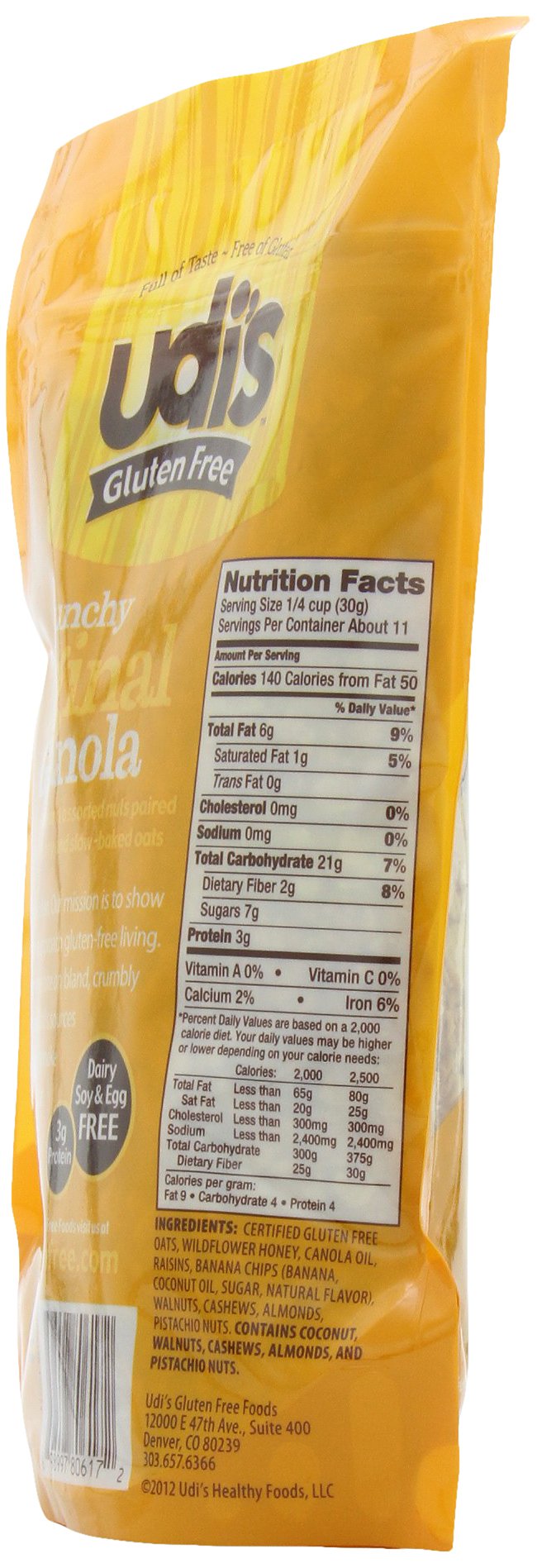 Udis Gluten Free Original Granola, 12 Ounce - 6 per case.