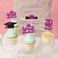 Ephlyn Graduation Cupcake Toppers, 36Pcs Glitter Class of 2025, Purple Graduation Cap & Diploma Picks for Party Decorations