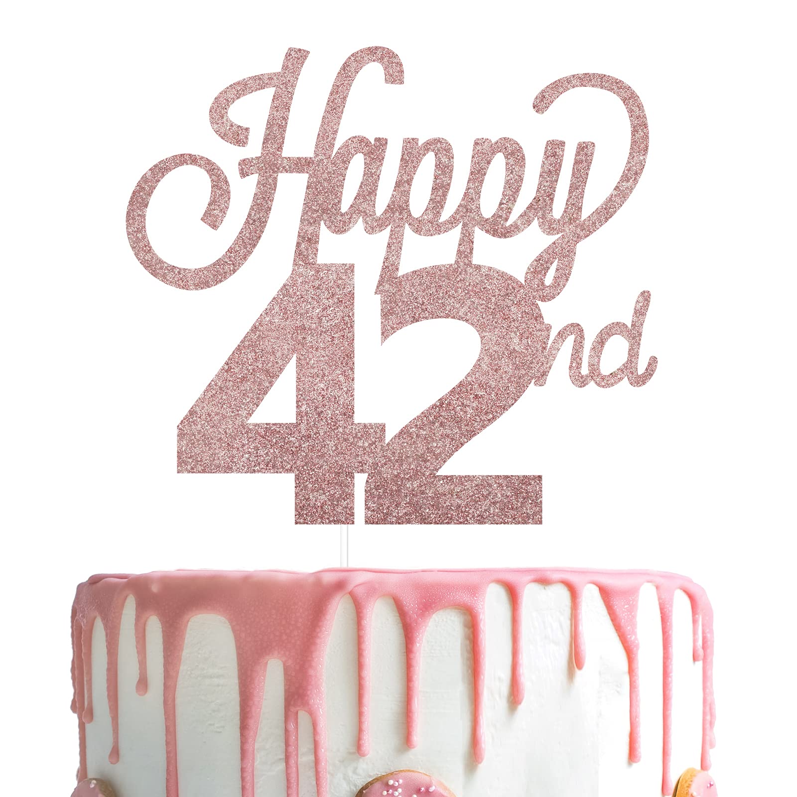 Lingteer Happy 42Nd Birthday Cake Topper - Cheers To 42Nd Birthday 42 Years Old Birthday Party Cake Decorations Sign.