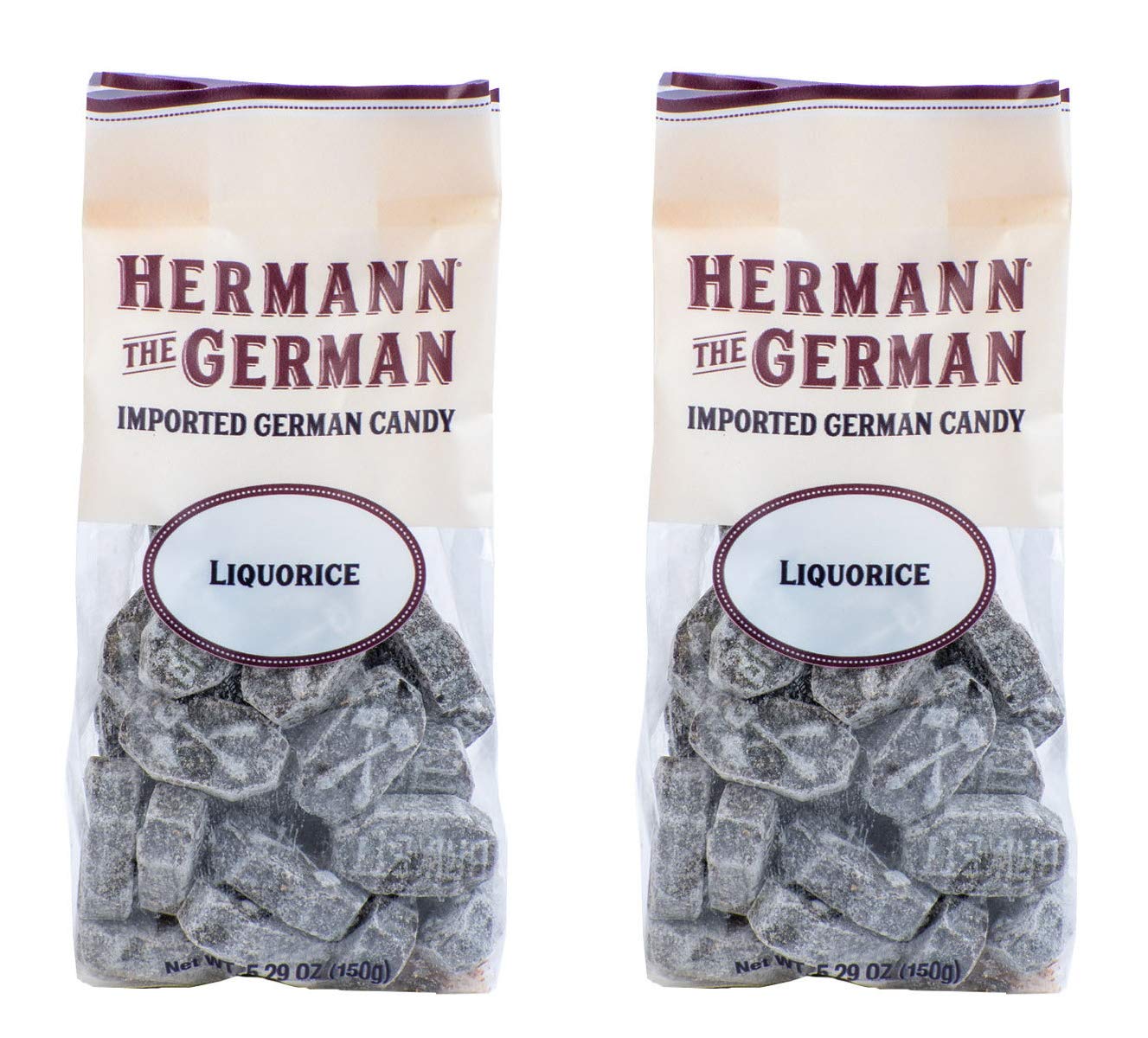 Hermann the German Hard Candy - Liquorice - Pack of 2 - Imported