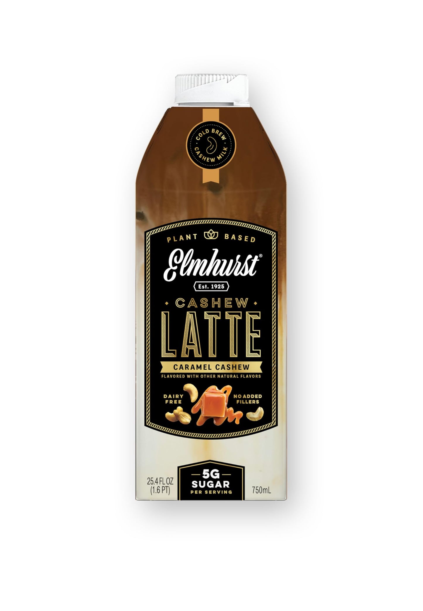 Elmhurst Caramel Cashew Latte Plant-Based Vegan 25.4oz (Pack of 6)
