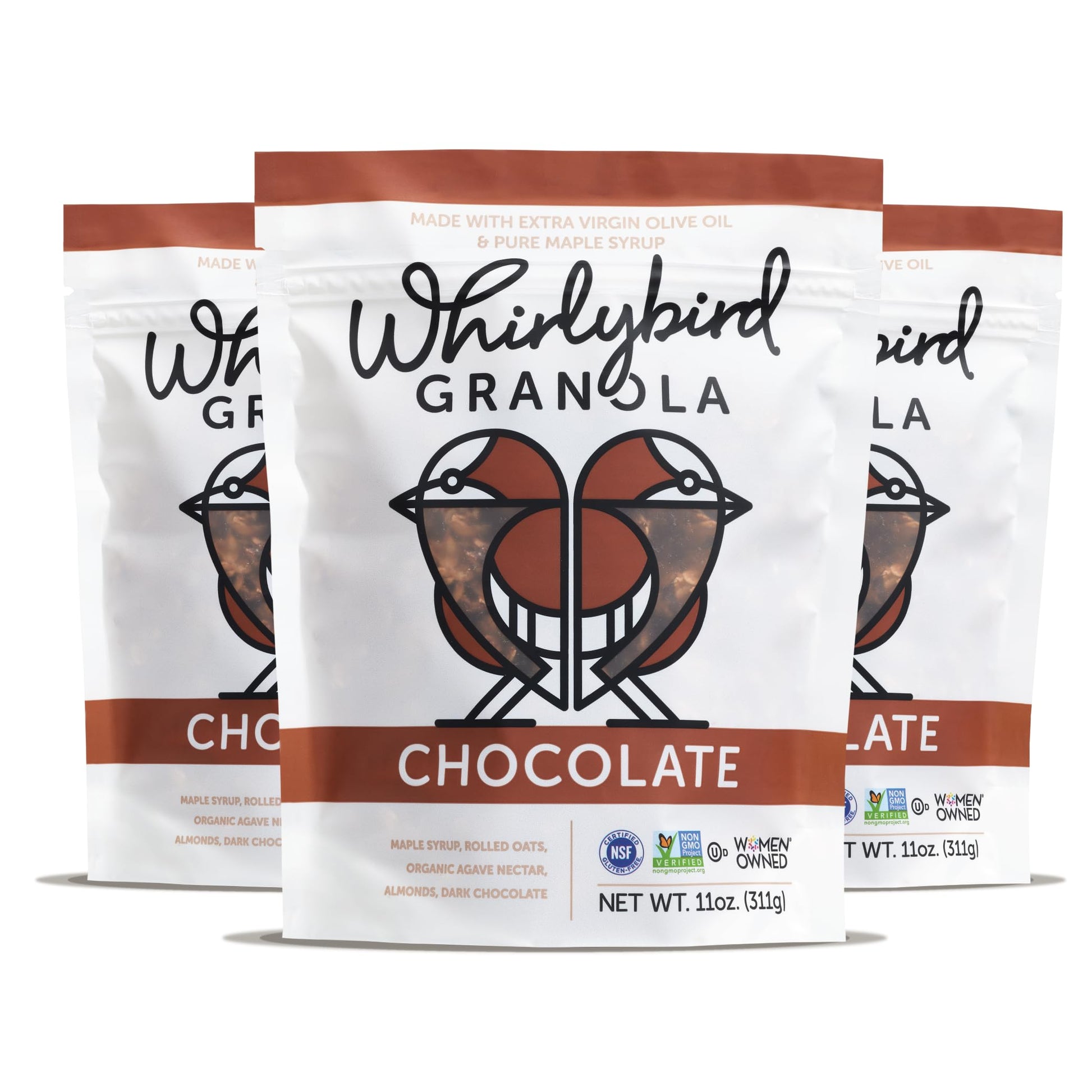 Whirlybird Granola Chocolate, Gluten-Free, Non-Gmo, Kosher, Vegan, 11Oz (Pack Of 3)