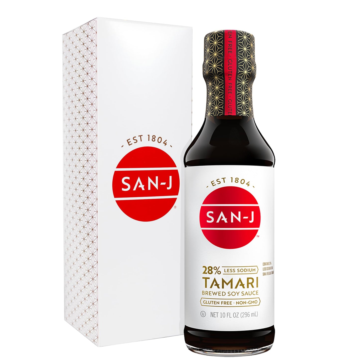 San-J - Gluten Free Tamari Soy Sauce with 28% Less Sodium - Specially Brewed - Made with 100% Soy - 10 oz. Bottle