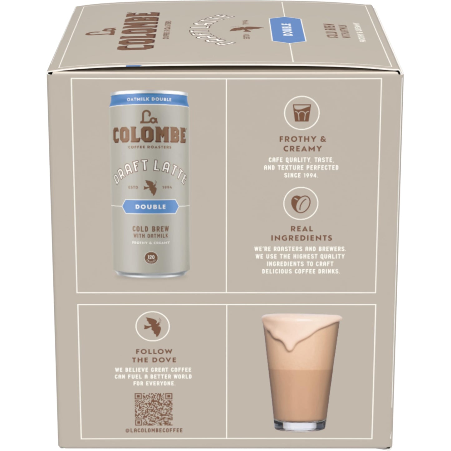 La Colombe Double Draft Latte with Oatmilk, 9 Fl Oz, Pack of 4, Dairy-Free, 100% Arabica Brazilian Cold Brew Coffee, 120mg Caffeine