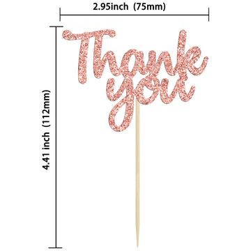 Gyufise 36 Pack Rose Gold Glitter Thank You Cupcake Toppers Thanksgiving Cupcake Picks Decorations For Baby Shower Boys Girls Bi