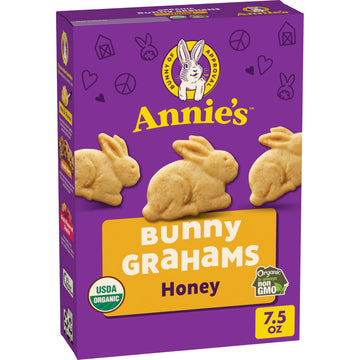 Annies Organic Baked Bunny Grahams Snacks Honey 7.5 Oz. Box