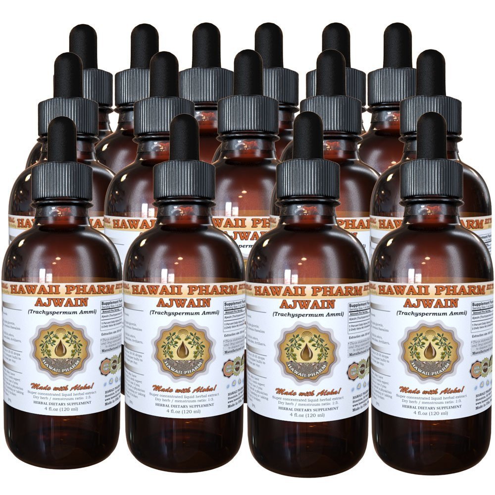 Hawaii Pharm Organic Ajwain Liquid Extract Tincture Supplement 60 Fl Oz Glass