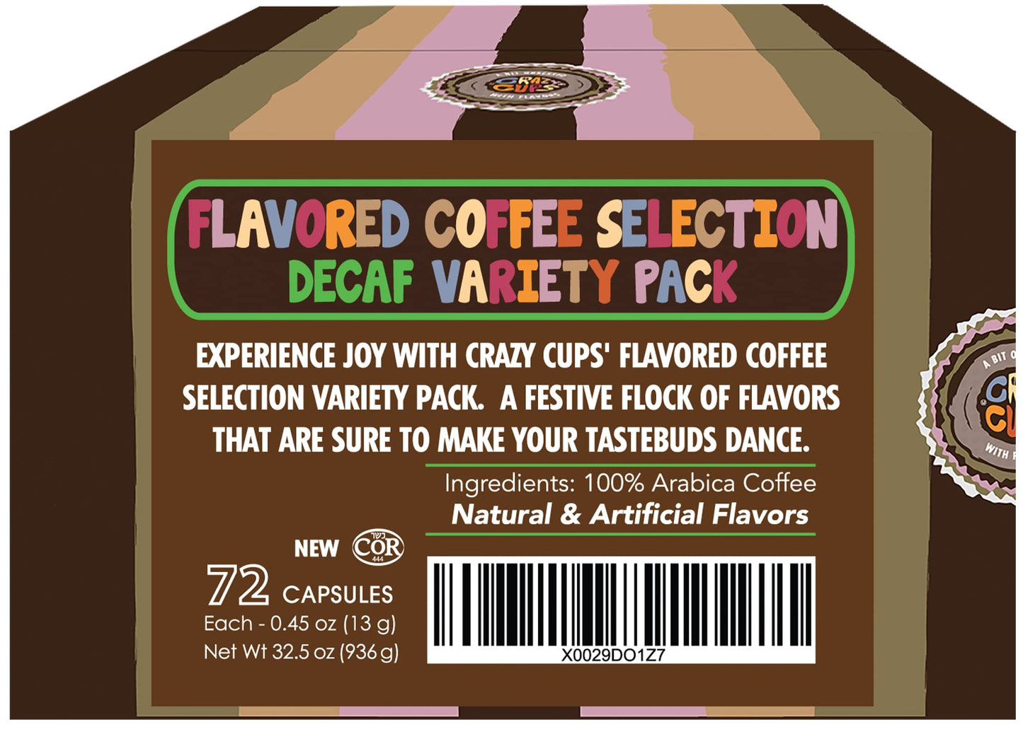 Crazy Cups Decaf Variety Pack, Hot Or Iced Coffee, Coffee Pods Variety With Decaf Flavored Coffee Pods For Keurig K Cups Machine