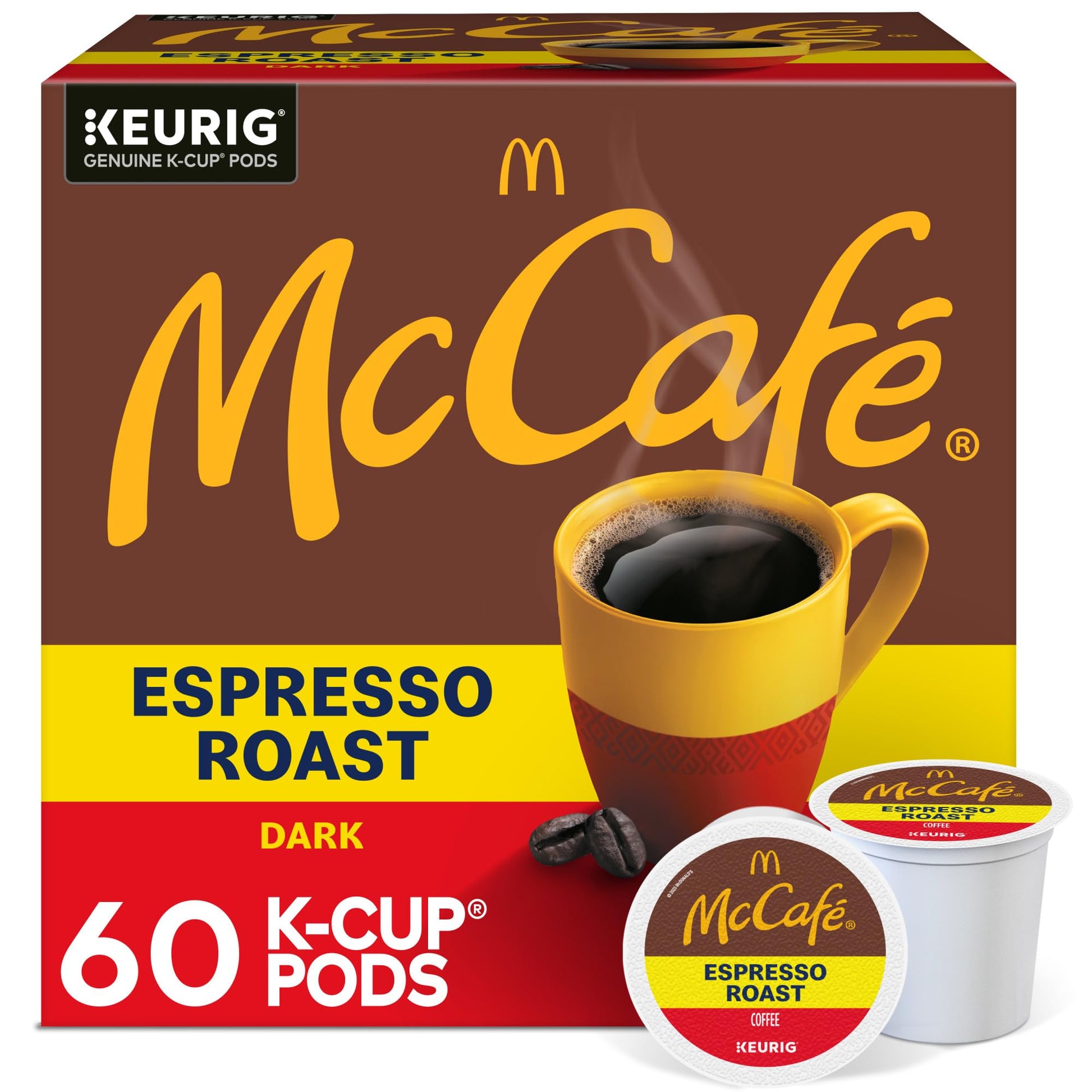 Mccafe Espresso Roast Coffee  Keurig Single-Serve K-Cup Pods  60 Count (6 Packs Of 10)  Dark Roast Made With Arabica Beans  Bold Flavor With Bittersweet Chocolate & Toasted Nut Notes