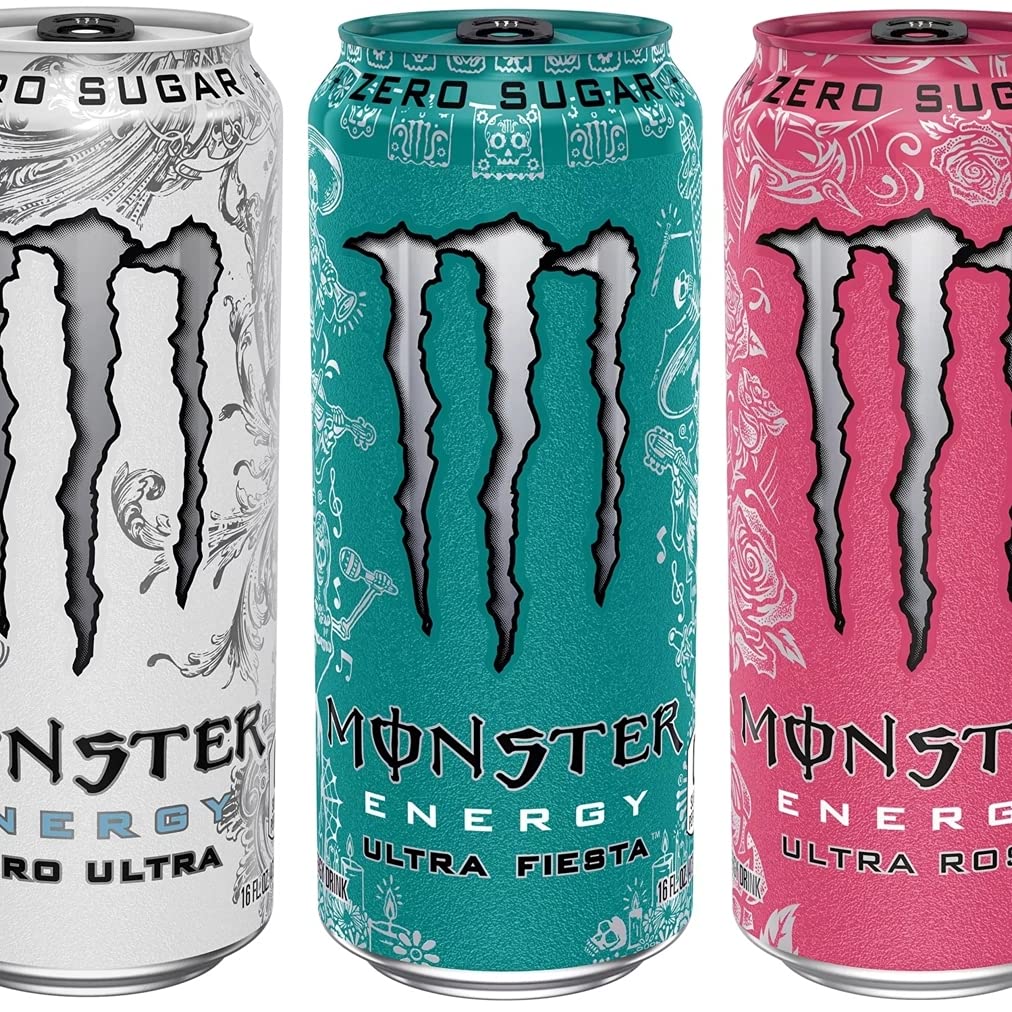 Monster Mix Energy Ultra Variety Pack, Zero Ultra, Fiesta & Rosa, 384 Fl Oz (24 Pack)