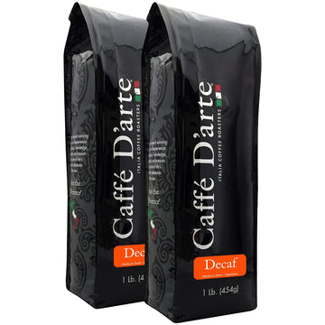 Caffe D'Arte Decaf Whole Bean Espresso Coffee, 1 Pound, Pack Of 2