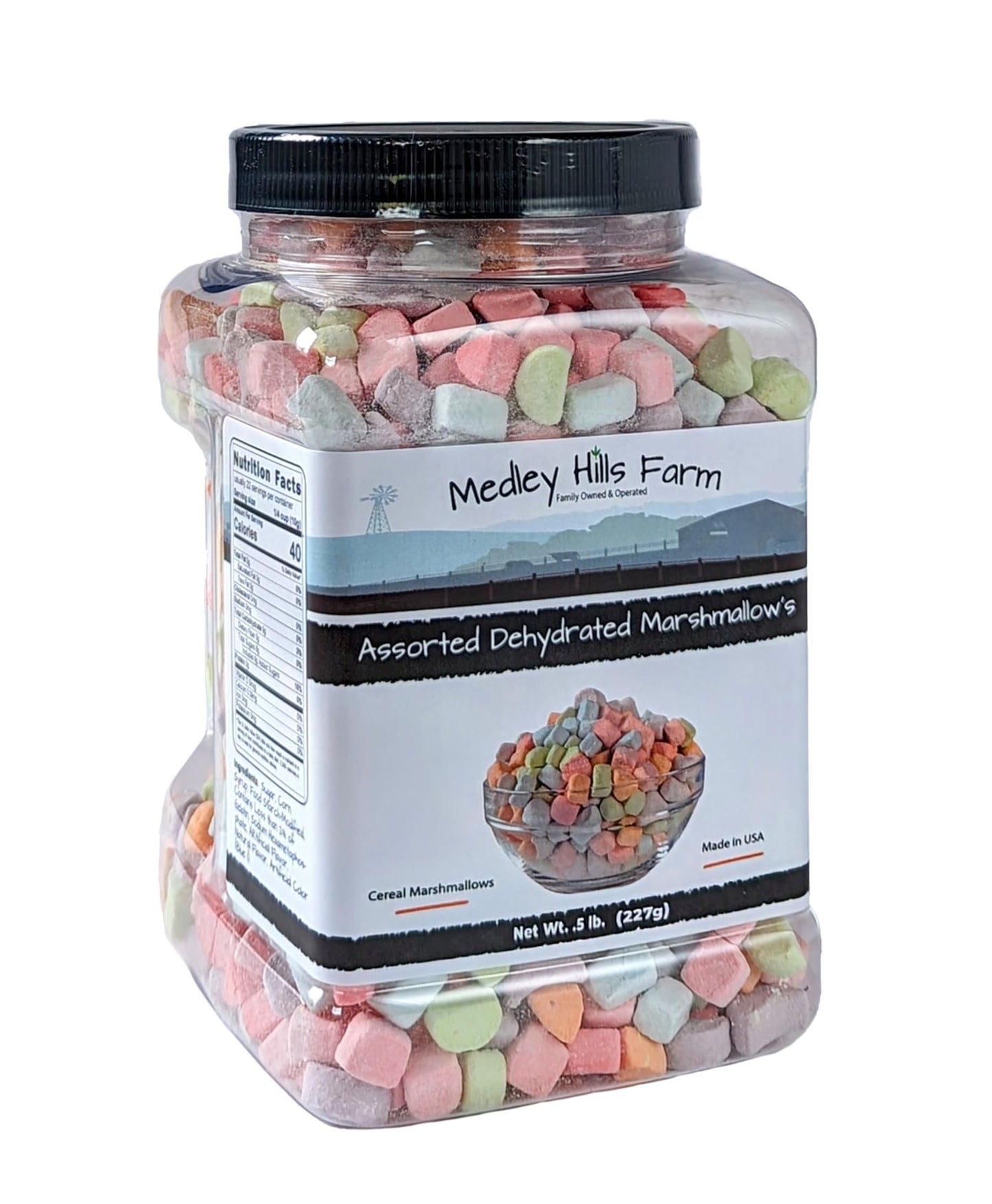 Assorted Dehydrated Marshmallows in Reusable Container by Medley hills farm - dehydrated marshmallow bits - Cereal marshmallows