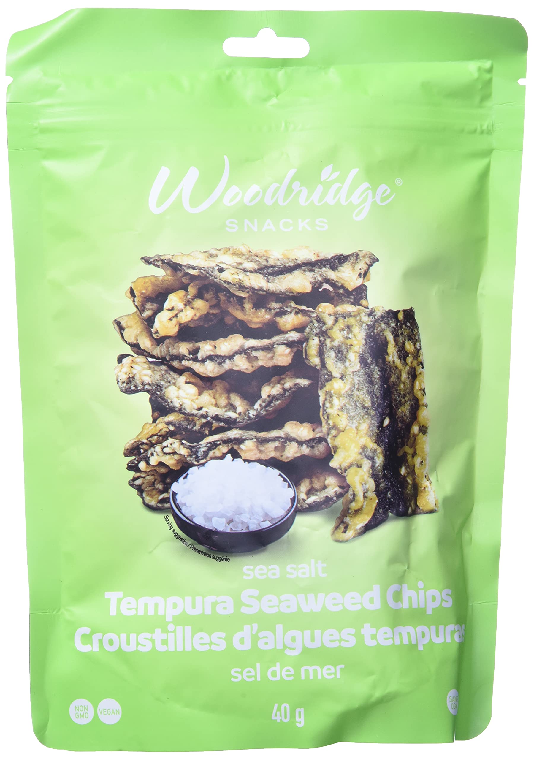 Woodridge Snacks | Tempura Seaweed Chips | Sea Salt Flavor | 12 Pack | 1.41 Oz (40g) Bags