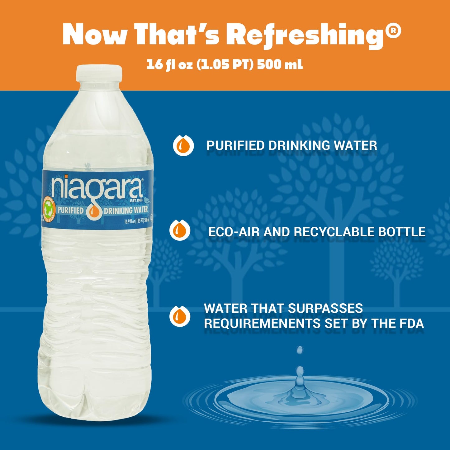 NIAGARA Purified Drinking Water Pallet - 16.9 oz Bottles - 40 Pack - 24 Cases - Half Pallet