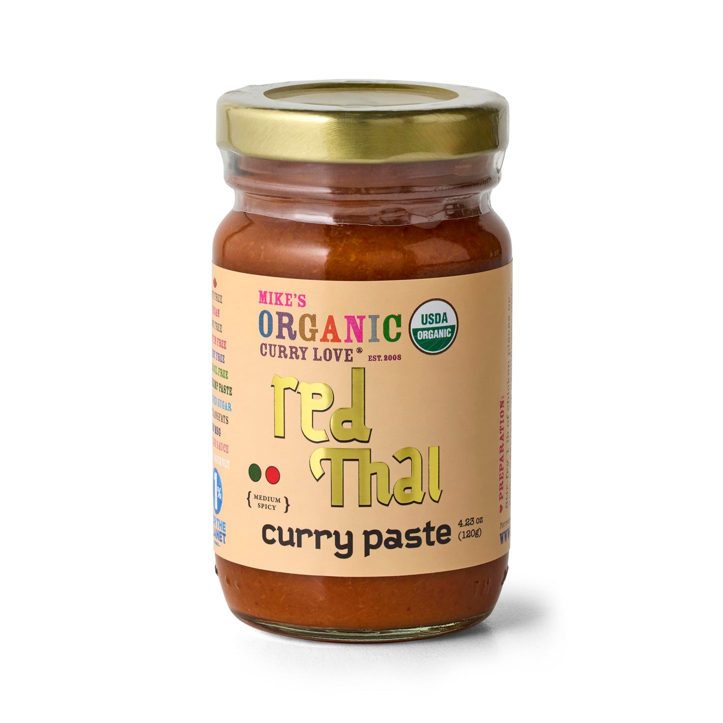 Red Thai Curry Paste Organic. Vegan. Dairy Free. Sugar Free. Keto Friendly. Made In Thailand. Case Of 6 X 4.23 Oz Glass Jars