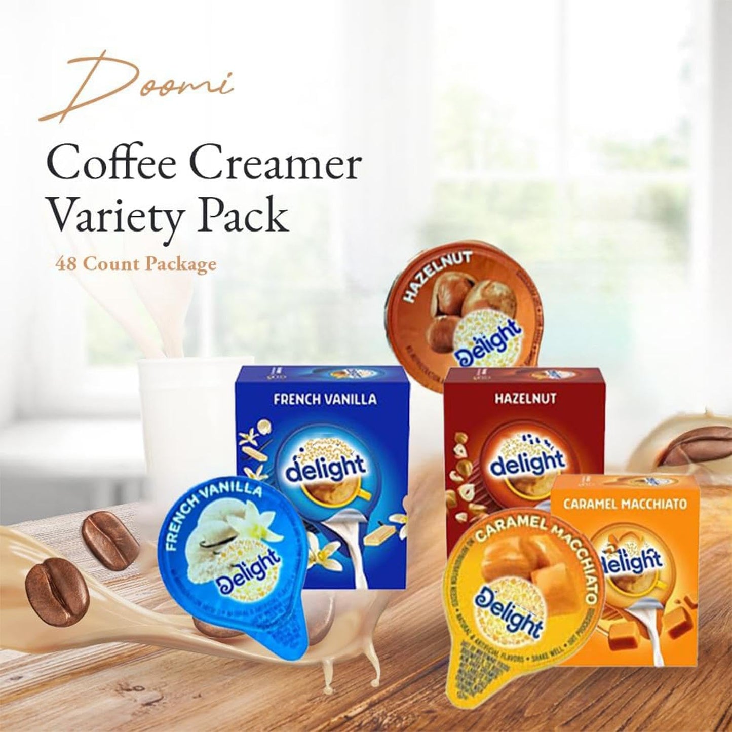 International Delight Coffee Creamers Liquid Non-Dairy Creamer Singles 3 Flavor Assortment (48) Coffee Creamer Singles For Home,
