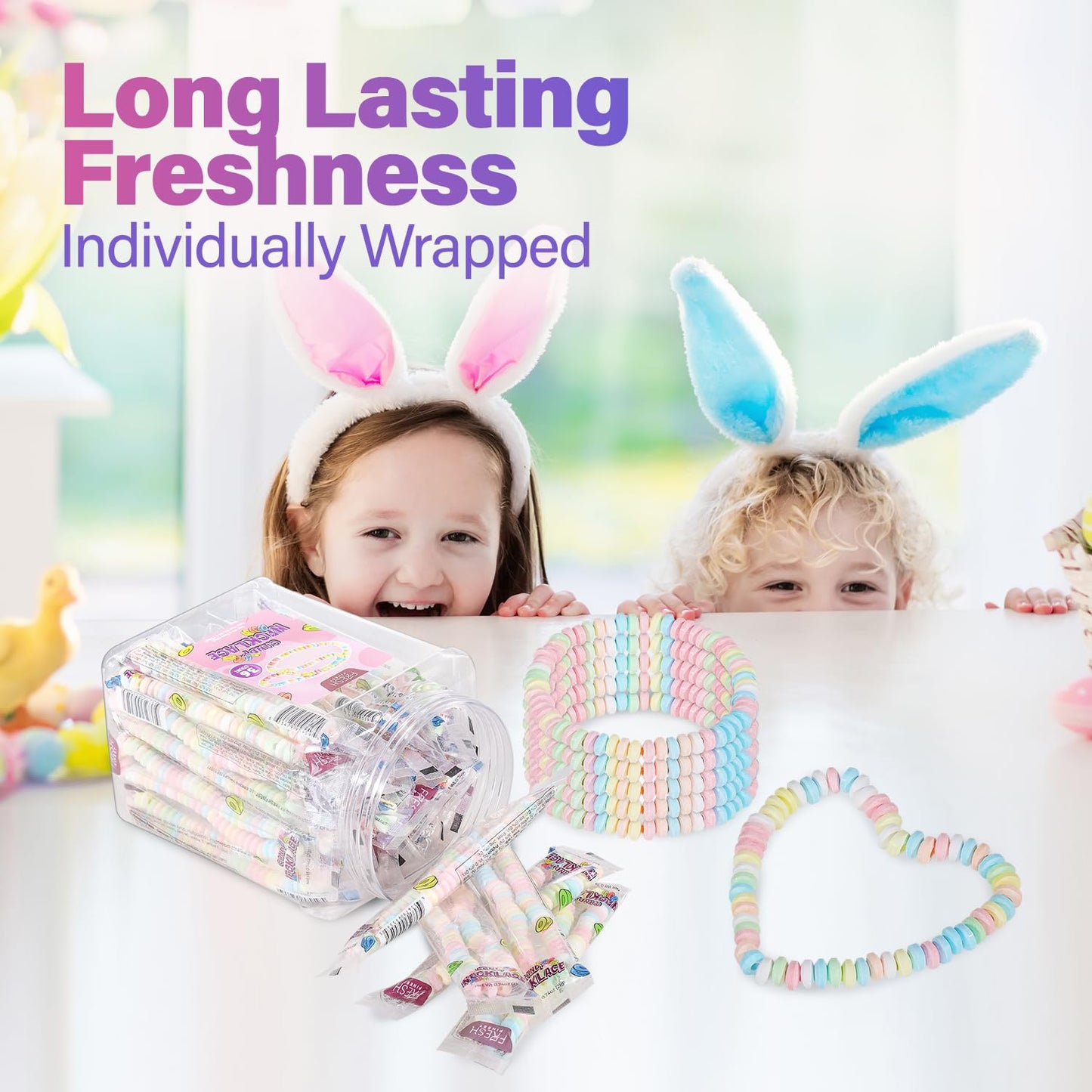 Fresh Finest Candy Necklaces - 36-Count Bulk, Individually Wrapped, Ideal for Party Favors and Goody Bags