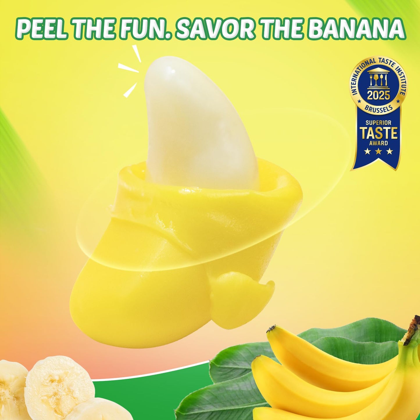 AMOS Peelerz Banana Gummy Candy, Peelable Fruit-Shaped Candy, 8.47oz Box with 10 Individual Packs - Fun Peeling Gummy Snack Made