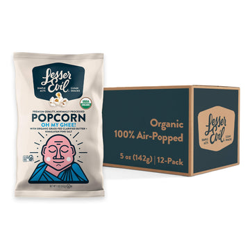 Lesserevil Oh My Ghee Organic Popcorn No Artificial Ingredients Coconut Oil Pack Of 12 5 Oz Bags