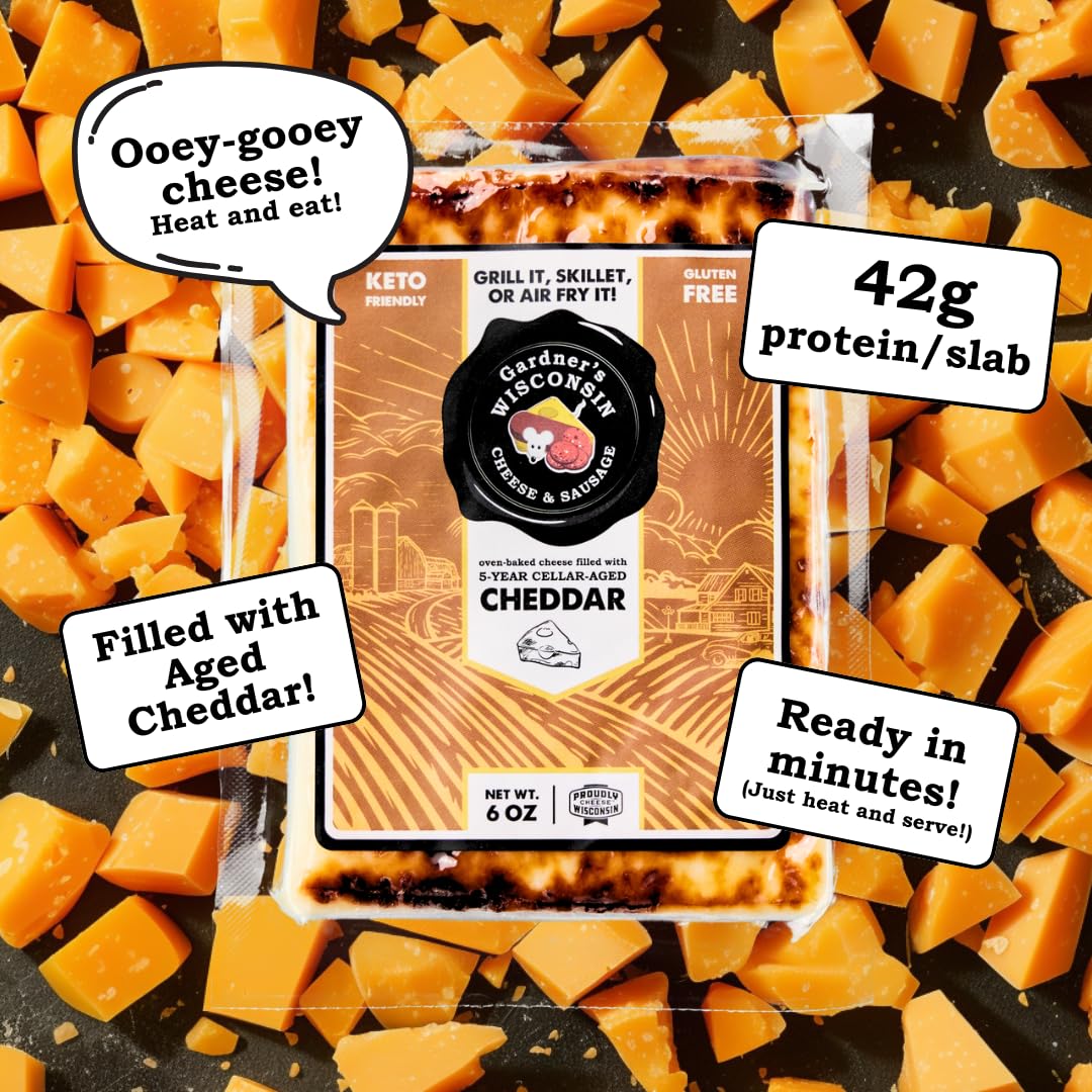 Gardner s Wisconsin Cheese and Sausage, 4 Pack of Oven Baked Cheese, Cheddar Flavor (6 Ounces Per Block) - Artisan Cheese Made