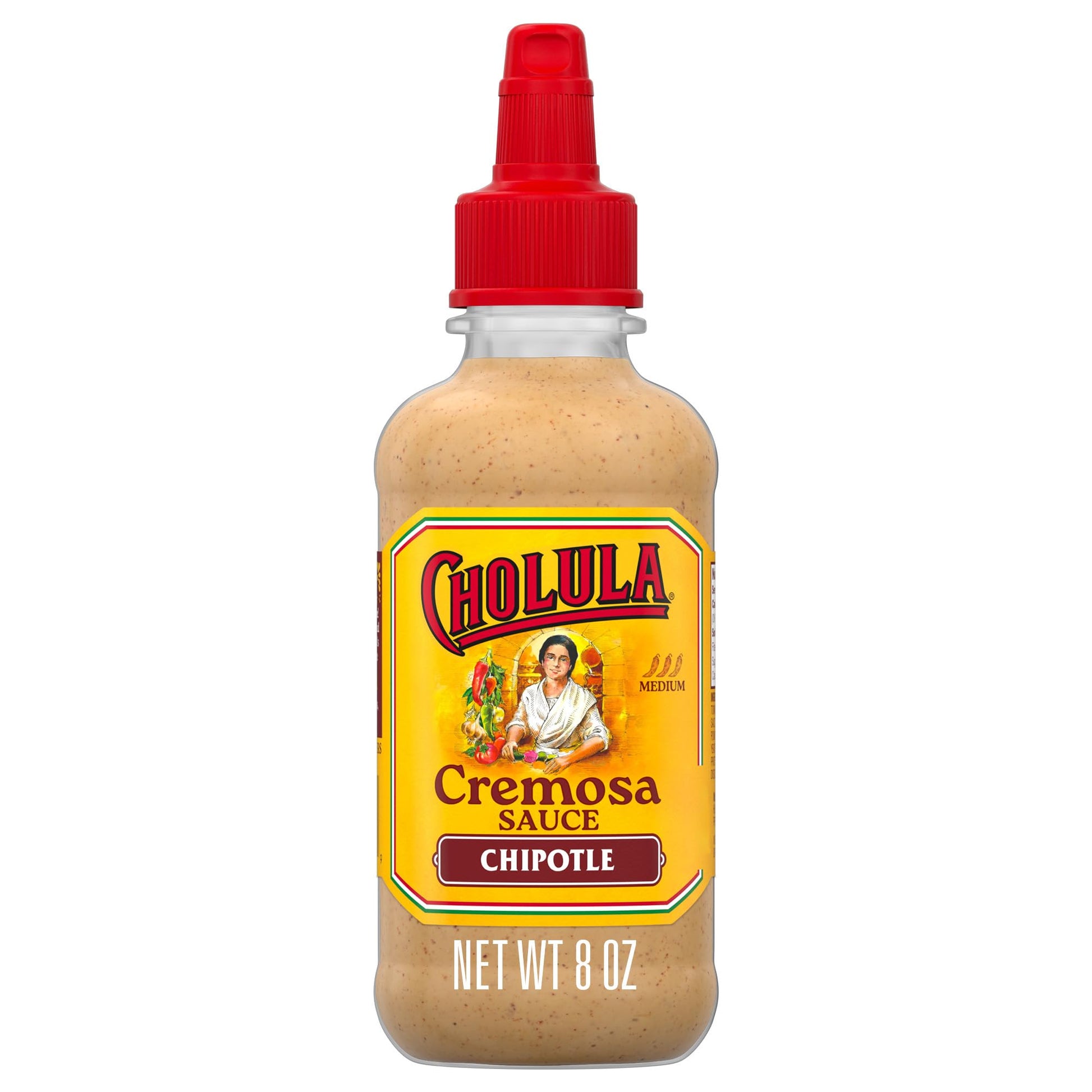Cholula Cremosa Sauce, Chipotle, Medium Heat, Creamy, Smoky, Squeezable Topping For Elotes, Tacos, Soup, Tostadas, Nachos and Mo