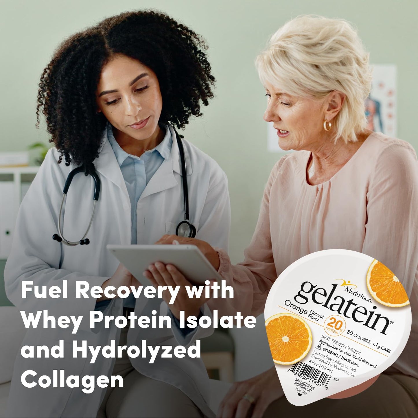 Medtrition Gelatein Protein Snack - Sugar Free, 20g Protein, 4 Fl Oz (Pack of 12)