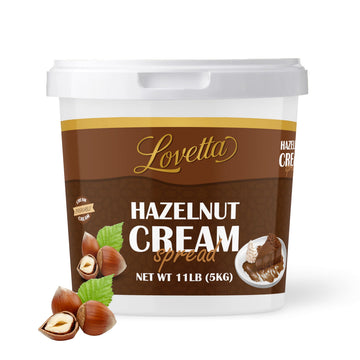 Lovetta Hazelnut Chocolate Cream Bulk 11Lb (5Kg) Tub - Smooth Gourmet Hazelnut Cocoa Spread  Rich Chocolate Hazelnut Filling For Desserts  Pastries  Crepes & Bakeries - Ready To Use
