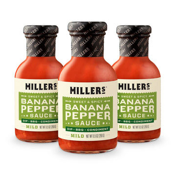 Miller'S Banana Pepper Sauce - Red Banana Pepper Mild Hot Sauce, Sweet Spicy Banana Pepper Sauce - Best Use For Chicken Wing, Bu