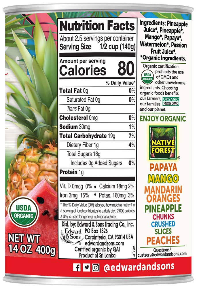 Native Forest Organic Tropical Fruit Salad, 14 Ounce Cans (Pack of 6)