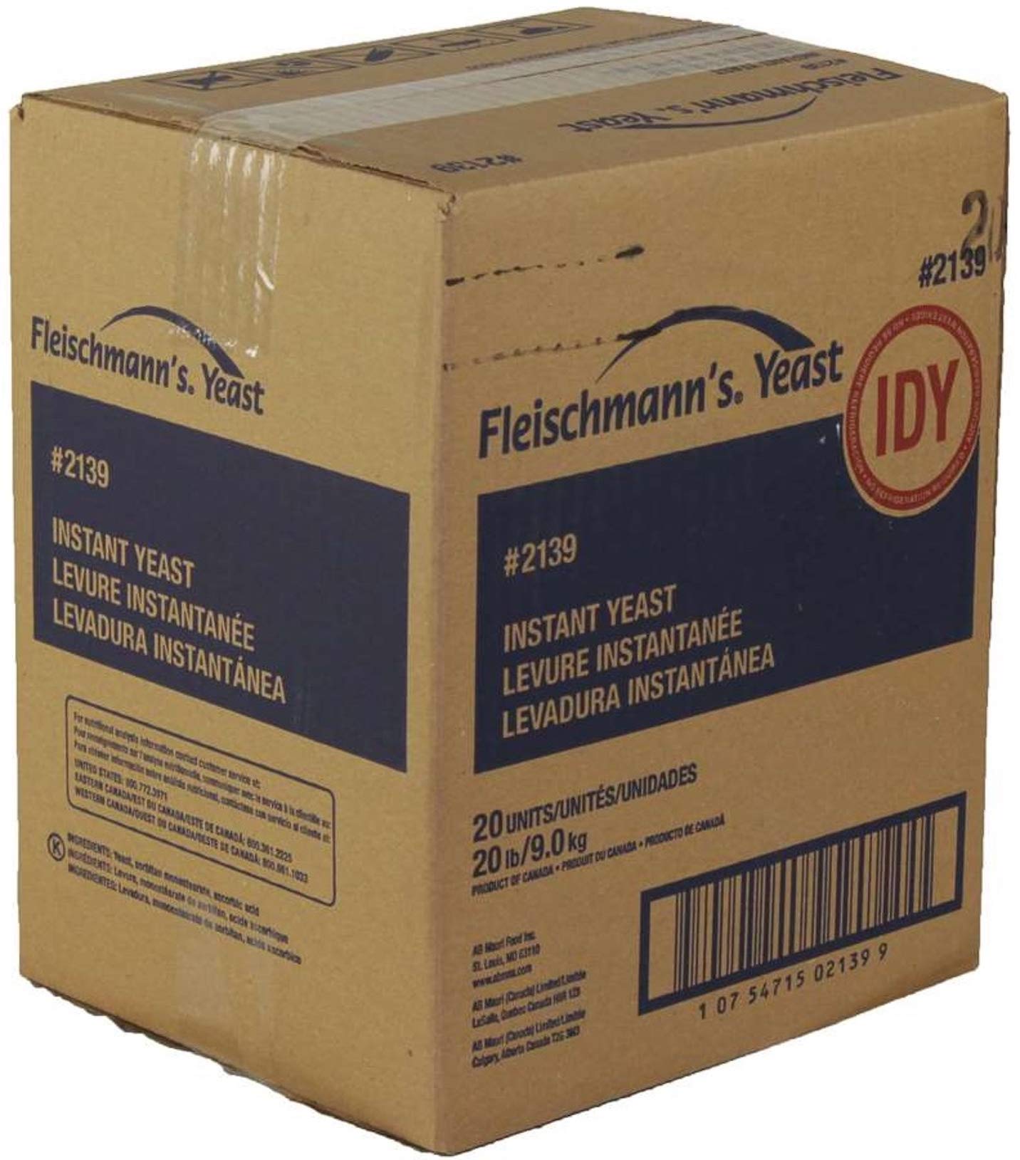 Fleischmanns Dry Instant Baking Yeast 20 Case 1 Pound