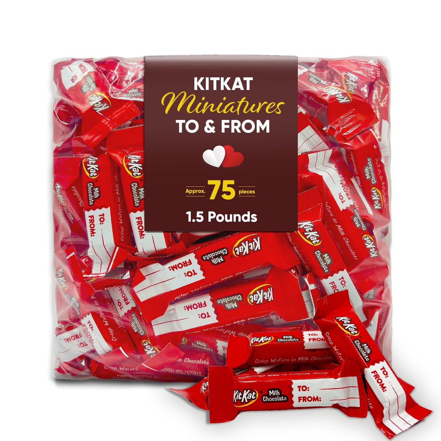 Mothers Day Milk Chocolate ''To & From'' Bars with Crisp Wafer - Treat (1.5Lb, Approx. 75 Pieces) - Individually Wrapped for Gif