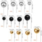 Rssta i Cake Topper Foam Balls 30 PCS Mini Decoration Picks for Baby Shower, Wedding, Birthday - Black Gold Silver - Model XM237