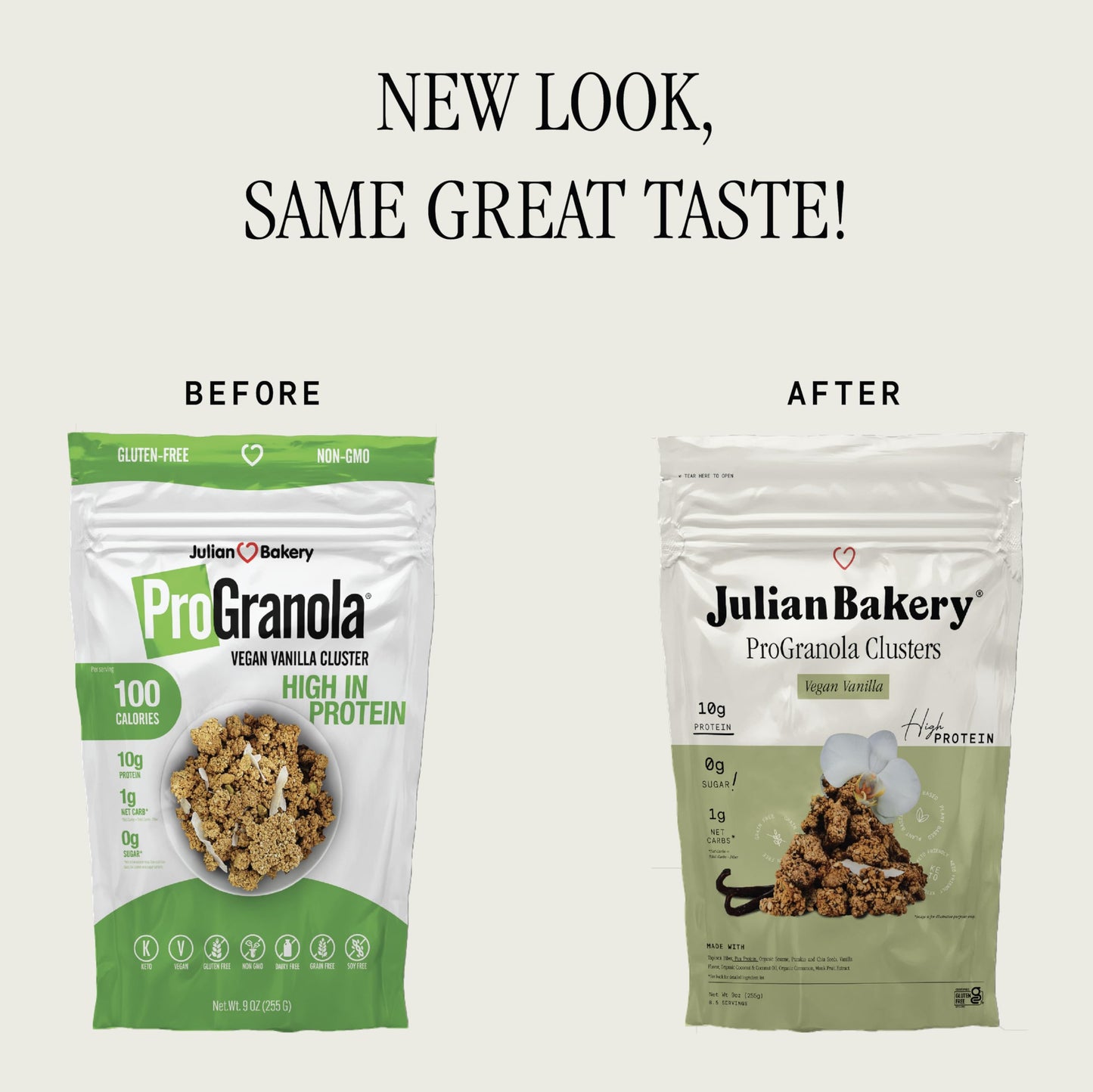 Julian Bakery Progranola Cereal | Vegan | Vanilla Cluster | 10G Protein | 1 Net Carb | Gluten-Free | Grain-Free | 9Oz (3 Pack)