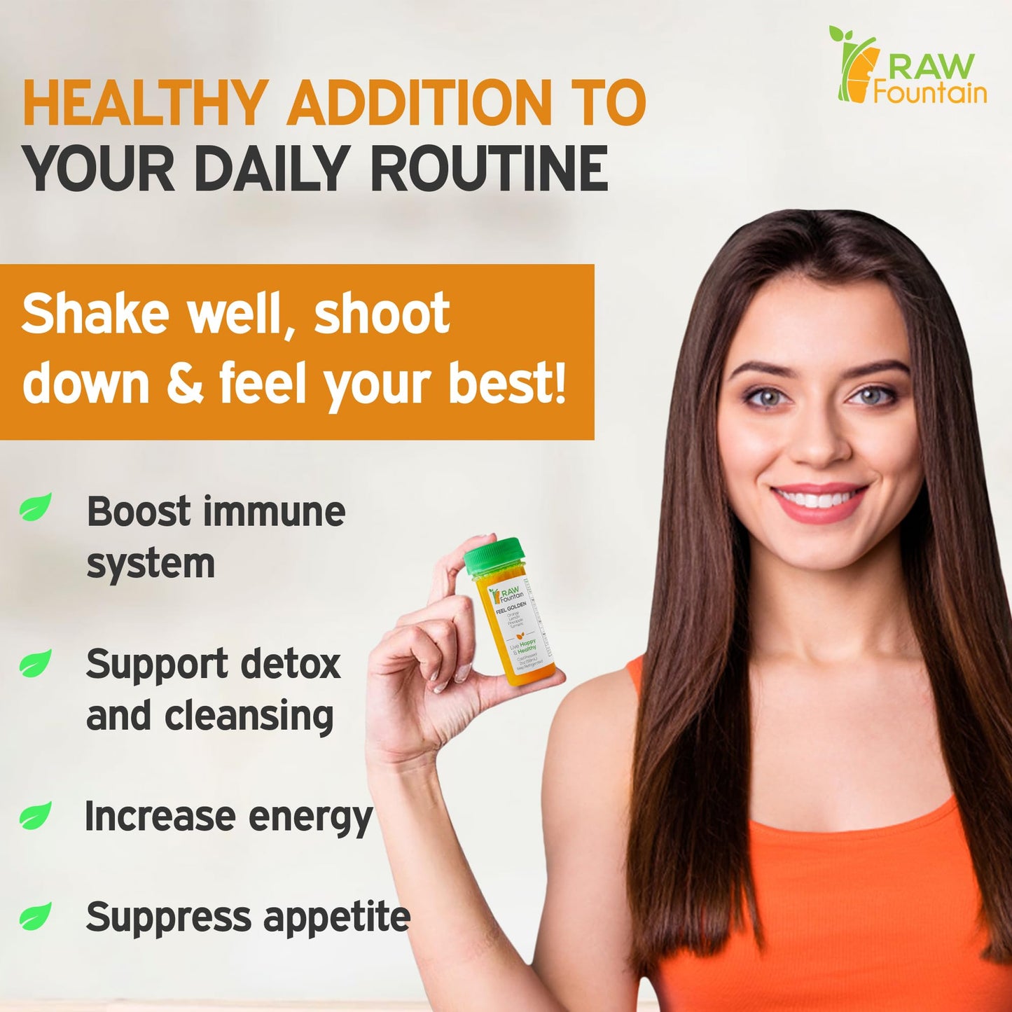 Raw Fountain Immunity Shots - Cold Pressed, All Natural, 20 Pack, 2 Fl Oz Each, No Artificial Flavors or Preservatives