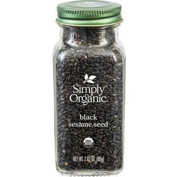 Simply Organic Black Whole Sesame Seed, 2.82-Ounce Jar, Pure, Organic, Un-Hulled, Crunchy, Nutty Umami Flavor, Toasty & Smoky