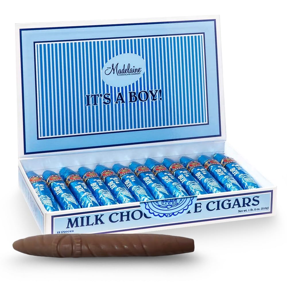 THE MADELAINE CHOCOLATE COMPANY Milk Chocolate Baby Shower Favors, 12 Count Gift Box, Elegant Hard Box